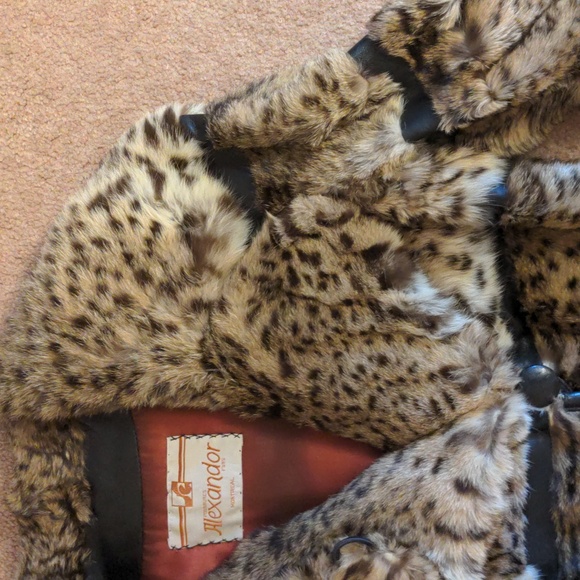 5. Vintage Alexandor Fur Montreal Luxe Leopard Print Leather Trim Coat - Picture 5 of 9